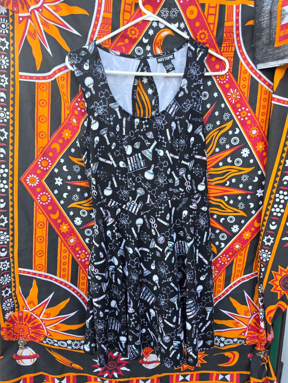 Hot Topic Women’s Small Science Chemistry Print Fit & Flare Dress Black STEM